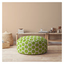 Cotton Round Polka Dots Pouf Ottoman - Green / White