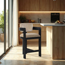 Sacha - Velvet Stool With Black Base - Meridian Furniture - Counter Height (24" - 27") - Elite Enclave Home
