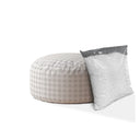 Cotton Round Gingham Pouf Cover - Gray