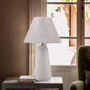 Veluna - Textured Table Lamp With Fluted Fabric Shade - White - INK+IVY - Table Lamps - Elite Enclave Home