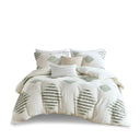 Tahli - 3 Piece Cotton Blend Chenille Duvet Cover Set - Green / Ivory