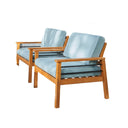Wood Outdoor Arm Chair With Aqua Cushion - Natural