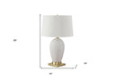 Ceramic Urn Table Lamp With Cream Empire Shade - Gold And White - HomeRoots - Table Lamps - Elite Enclave Home