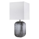 Ceramic Table Lamp With White Square Shade - Blue And Gray