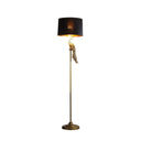 Floor Lamp With Black Drum Shade - Burnished Gold - HomeRoots - Floor Lamps - Elite Enclave Home