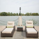 78" x 29" x 35" Indoor Outdoor Chaise Lounge With Beige Cushion (Set of 2) - Brown