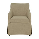 London - Upholstered Skirted Dining Arm Chair With Hidden Casters - Beige - Martha Stewart - Arm Chairs - Elite Enclave Home