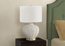 Urn Table Lamp With Ivory Drum Shade - Gold And White - HomeRoots - Table Lamps - Elite Enclave Home