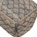 Jute Cube Trellis Pouf Ottoman - Natural Gray And Taupe