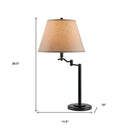 Metal Swing Arm Table Lamp With Off - White Empire Shade - Bronze - HomeRoots - Table Lamps - Elite Enclave Home