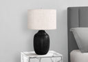 Ceramic Urn Table Lamp With Ivory Drum Shade - Black - HomeRoots - Table Lamps - Elite Enclave Home