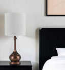Metal Round Table Lamp With White Drum Shade - Rust - HomeRoots - Table Lamps - Elite Enclave Home
