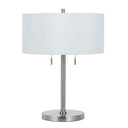 Metal Two Light Table Lamp With White Empire Shade - Nickel - HomeRoots - Table Lamps - Elite Enclave Home