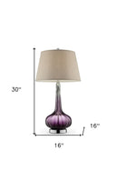 Glass Table Lamp With Beige Shade - Purple Ombre