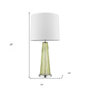 Glass Buffet Lamp With Off-White Empire Shade - Green