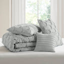 Bailey - Twin/Twin Long Diamond Pucker Comforter Set - Gray