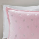 Rosalie - Twin Metallic Printed Comforter Set - Pink / Silver