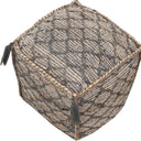 Jute Cube Trellis Pouf Ottoman - Natural Gray And Taupe