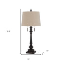 Two Light Table Lamp With Tan Drum Shade - Charcoal - HomeRoots - Table Lamps - Elite Enclave Home