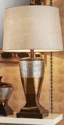 Exotic Wide Stripe Table Lamp - Brown And Gold