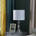 Crystal Standard Table Lamp With White Classic Drum Shade Table Lamp - Silver