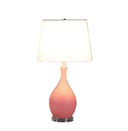 Hammered Urn Table Lamp With White Tapered Drum Shade - Pink