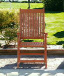 Solid Wood Indoor Outdoor Reclining Arm Chair - Mahogany Brown