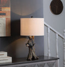 Blear in a Tree Table Lamp With Beige Shade - Black
