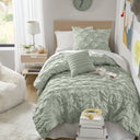 Bailey - Twin/Twin Long Diamond Pucker Comforter Set - Green - Super Listing - Comforters & Sets - Elite Enclave Home