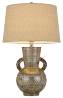 Ceramic Gourd Table Lamp With Brown Empire Shade - Bronze