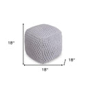 Cotton, Blend Pouf Ottoman - Light Gray