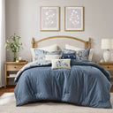 Salara - 7 Piece King Vintage Floral Comforter Set - Blue