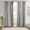 Imani - Cotton Printed Curtain Panel With Chenille Stripe And Lining - Gray - INK+IVY - Curtains & Drapes - Elite Enclave Home