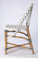Faux Rattan Dining Chair - White And Brown