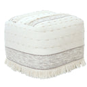 Cotton Striped Pouf Ottoman - Cream