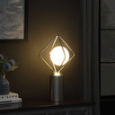 Geometric Pedestal Contemporary Table or Desk Lamp - Silver
