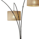 Metal Three Light Tree Floor Lamp With Beige Fabric Drum Shades - Antiqued Black / Bronze - HomeRoots - Floor Lamps - Elite Enclave Home