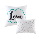 Raina - Twin Metallic Printed Comforter Set - Aqua / Silver
