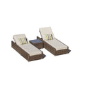 78" Indoor Outdoor Chaise Lounge With Beige Cushion (Set of 2) - Brown