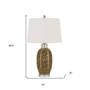 Metal Table Lamp With Off - White Empire Shade - Brown - HomeRoots - Table Lamps - Elite Enclave Home