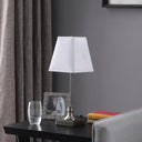 Bedside Table Lamp With White Empire Shade - Silver
