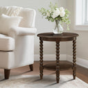 Philippe - Round End Table With Shelf - Brown - Martha Stewart - End Tables - Elite Enclave Home