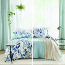 Gabby - Full/Queen Reversible Floral Botanical Seersucker Comforter Set - Navy/Blue