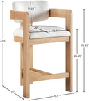 Sacha - Linen Stool With Natural Base - Meridian Furniture - Counter Height (24" - 27") - Elite Enclave Home