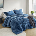 Avril - King/California King Fluffy Ribbed Plush Comforter Set - Blue - Intelligent Design - Comforters & Sets - Elite Enclave Home
