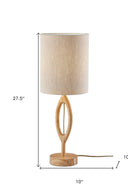 Solid Wood Round Table Lamp With Beige Drum Shade - Natural - HomeRoots - Table Lamps - Elite Enclave Home