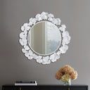 Eden - Eden Gingko Leaf Round Wall Mirror 30.5" - White - Martha Stewart - Wall Mirrors - Elite Enclave Home