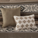 Mariposa - 5 Piece Full/Queen Stripe Herringbone Comforter Set With Throw Pillows - Brown