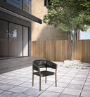 26" Wood Solid Wood Outdoor Dining Chair (Set of 2) - Black And Natural