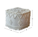 Uttermost Uriah Ivory Pouf – handwoven wool-cotton blend with bohemian raised pattern and fringed edges 